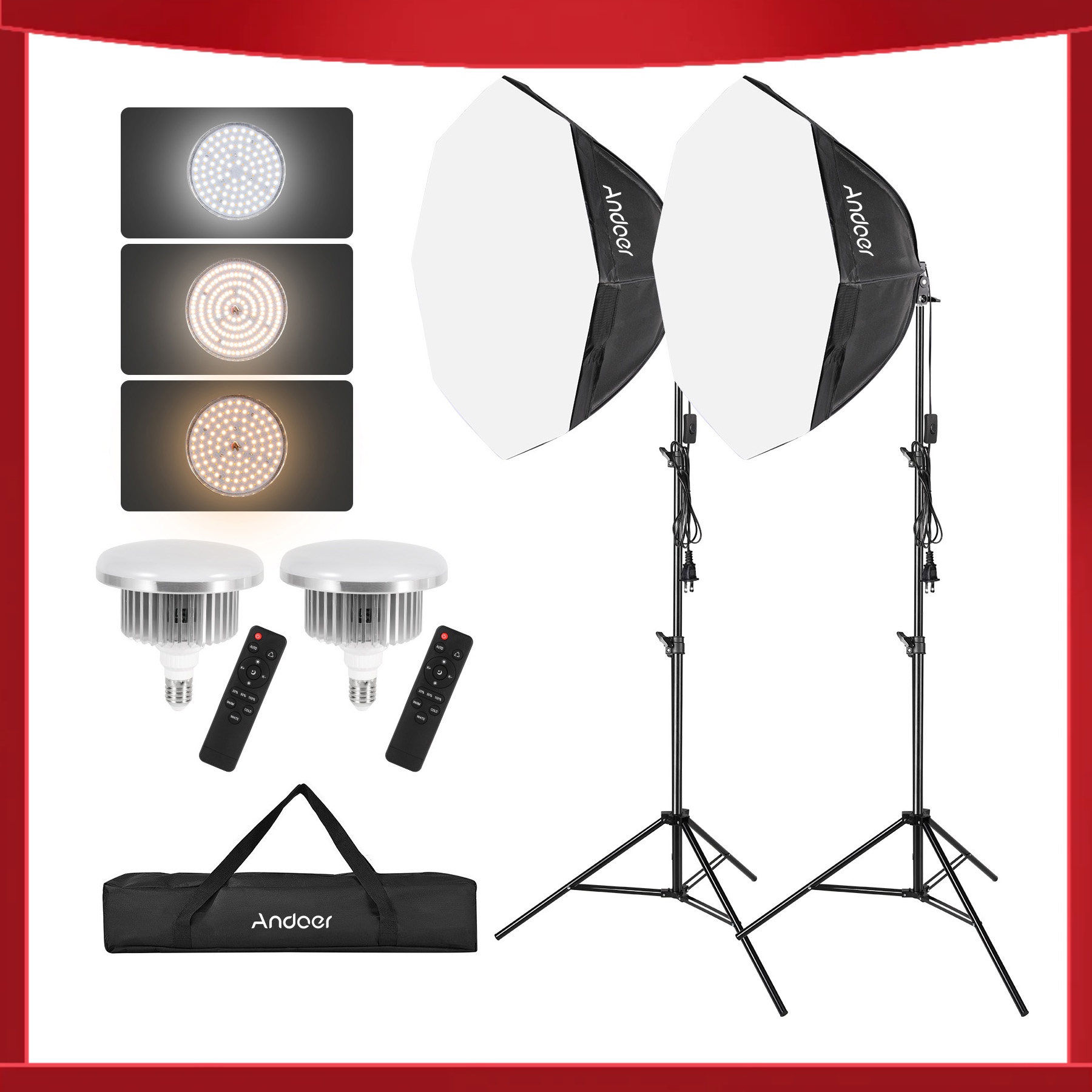 Photography Umbrella Lighting Kit - Andoer Studio Photography Light kit Softbox