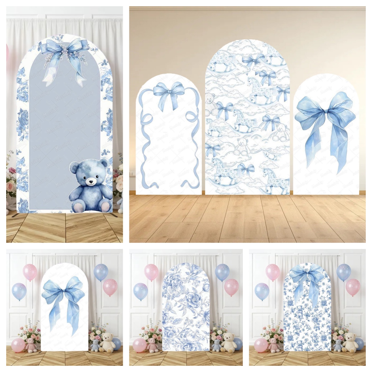 Blue Floral Bow Arch Backdrop  - Photography Lighting Backdrop recensione e prezzo