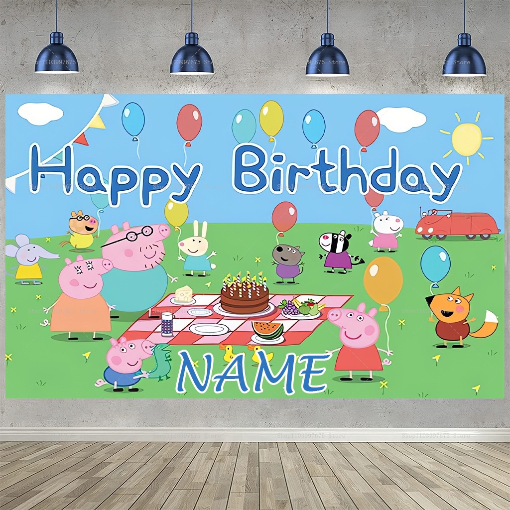 Custom Name Cartoon Peppa Pig  - Photography Lighting Backdrop recensione e prezzo