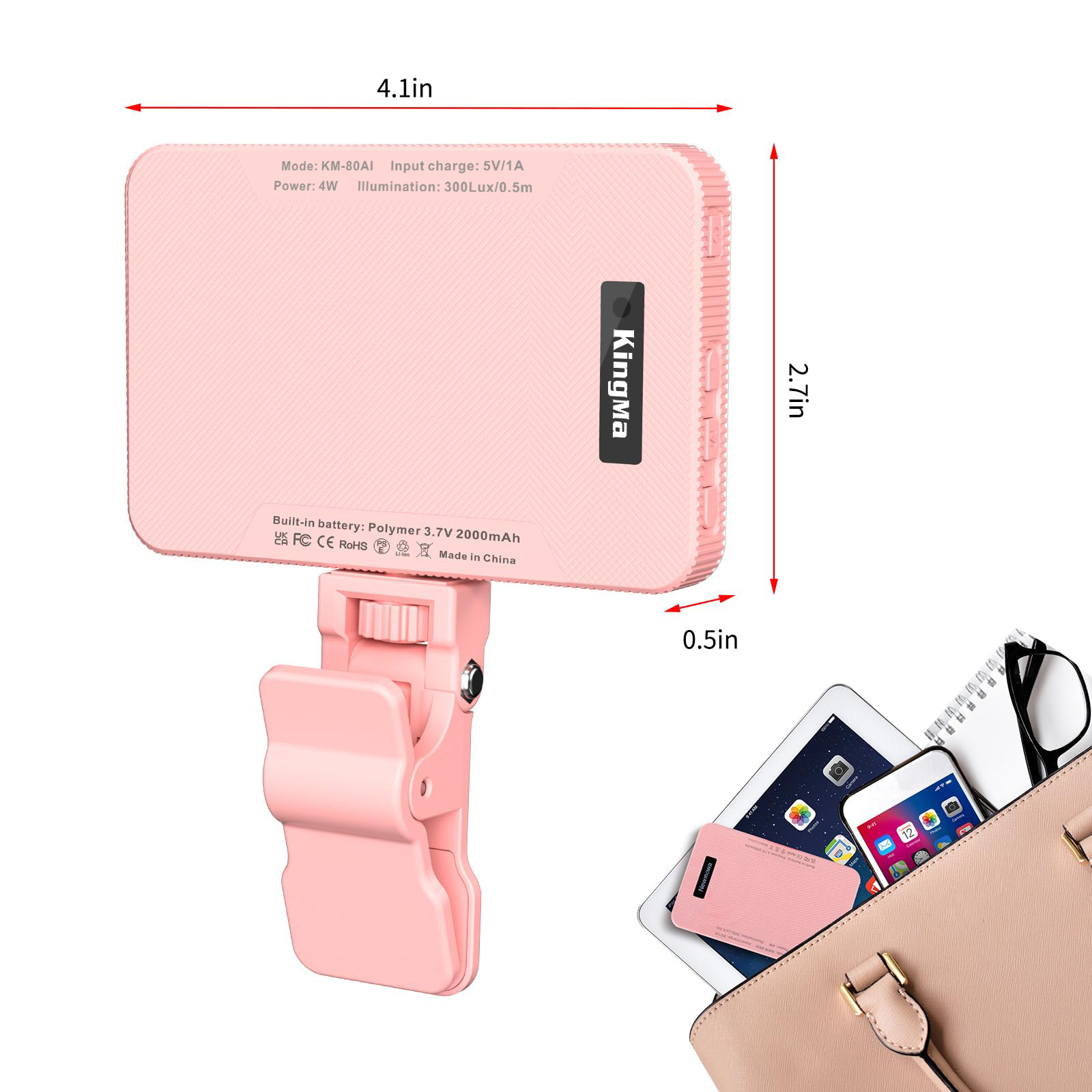 King Ma Pink Rechargeable Self - Photography Lighting Professional recensione e prezzo