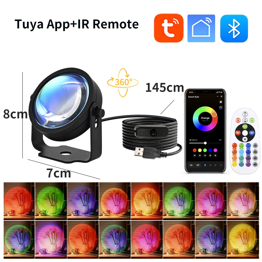 Smart Sunset Lamp Tuya USB Sun - Photography Lighting App recensione e prezzo