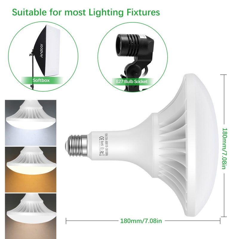 Andoer 150W LED Light Bulb Pho - Photography Lighting Lamp recensione e prezzo